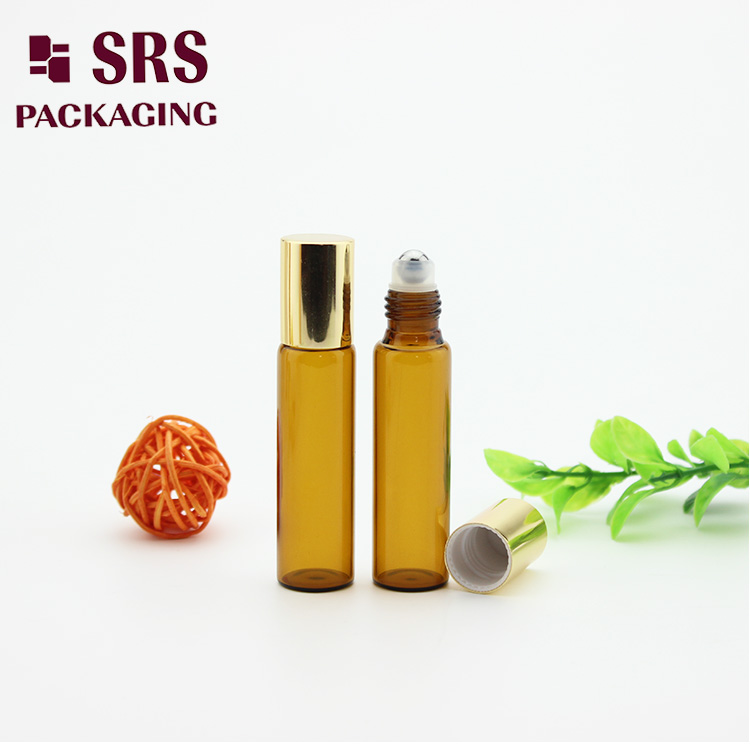 5ml Perfume Oil Bottle Amber Glass Roll on Cosmetic Vial